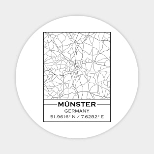 Münster City Map - Minimal Black and White Design Magnet